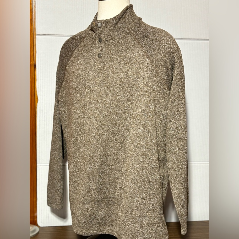 Sonoma men’s 2XB gray long sleeve fleece 3 button collard pullover sweater